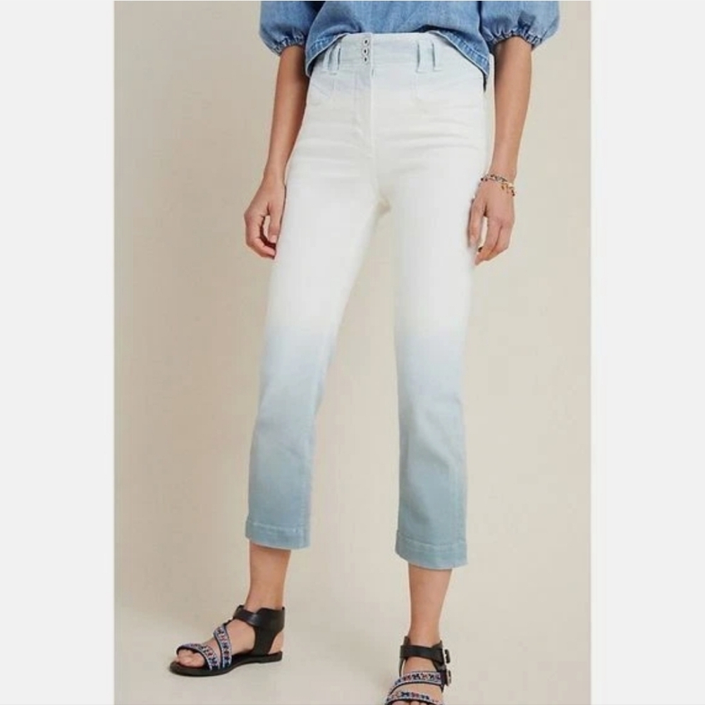 Anthropologie PILCRO Jeans DIP-DYED SLIM Ultra High Rise 25 Ombre Blue Co-2182